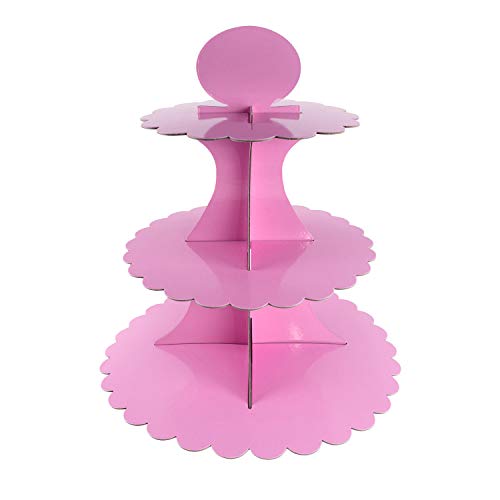 Soporte de cartón para cupcakes de 3 niveles con diseño de lienzo en blanco para repostería, cumpleaños, decoración de torre de postres (1 soporte) Soporte de cartón para cupcakes de 3 niveles con diseño de lienzo en blanco para repostería, cumpleaños, decoración de torre de postres (1 soporte)