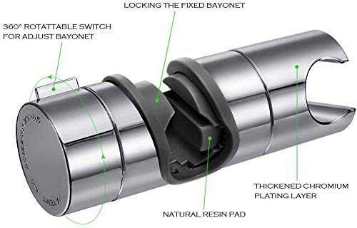 Soporte de ducha Joyoldelf Ajustable 18-25mm ABS Cabezal de ducha Deslizante Repuesto para cabezal Cursor Brazo de sujeción 360° Rotar Bracket, Cromado