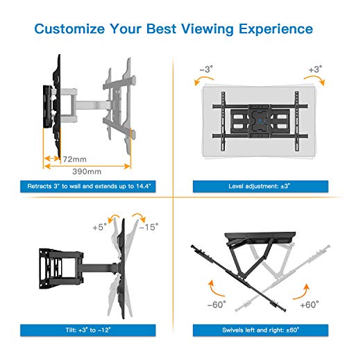 Soporte de TV Pared Articulado Inclinable Y Giratorio – Soporte De TV para Pantallas De 37-70” TV – MAX VESA 600x400mm, para Soportar 60kg…