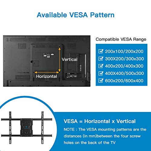 Soporte de TV Pared Articulado Inclinable Y Giratorio – Soporte De TV para Pantallas De 37-70” TV – MAX VESA 600x400mm, para Soportar 60kg…