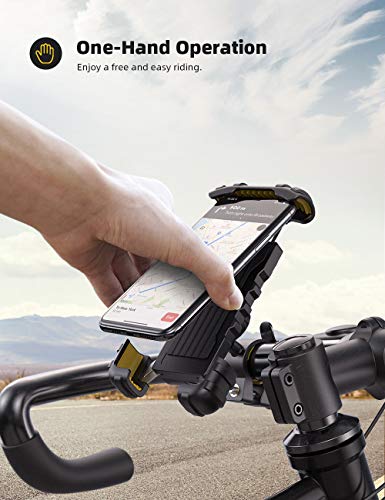 Soporte Movil Bicicleta, Lamicall Soporte Motocicleta - Rotación 360° Soporte Manillar para iPhone 12 Mini, 12 Pro Max, 11 Pro, XS Max, X, XR, 8, 7, 6S, Samsung S10 S9 S8, Huawei, 4.7-6.8" Smartphones