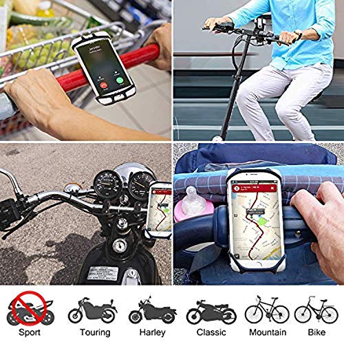 Soporte Movil Bicicleta,Soporte Movil Moto,GPS Universal Rotación 360° Manillar,Soporte Desmontable Moto,Bici,Ajustable Silicona 4.5"-6.5"