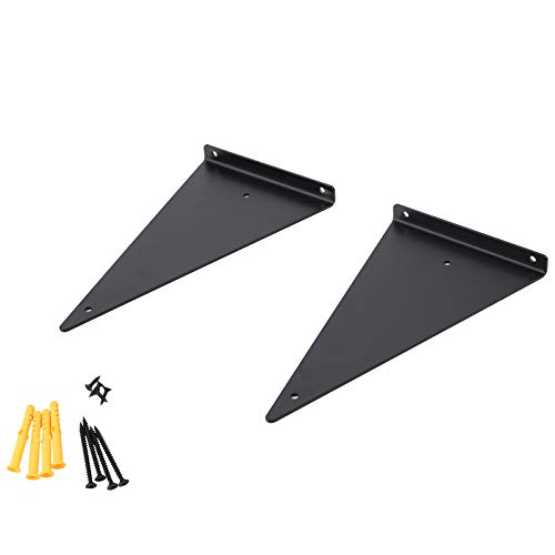 Soporte para Estante Flotante, 20cm Soporte Estanteria Oculto Invisible de Hierro de Pared Estilo industrial, Soporte para Estante Forma de Triángulo Capacidad de Carga 50 kg/Negro/2 Piezas