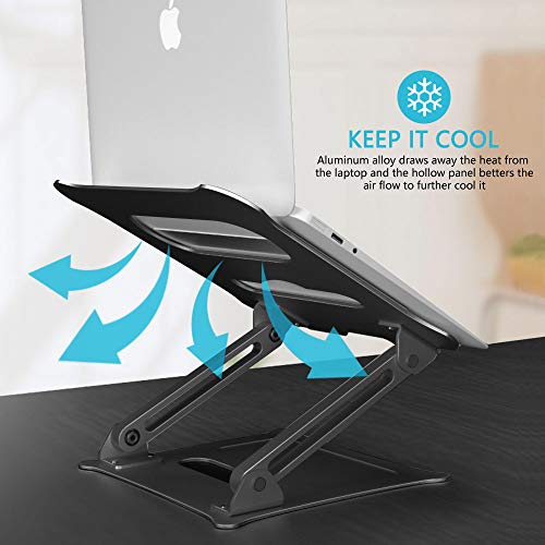 Soporte para Portátil, LONGING Soporte plegable de aluminio para Lenovo DELL HP Samsung MacBook iPad Laptop Tabletas Laptop Portátil ordenador portátil de hasta 17", Negro