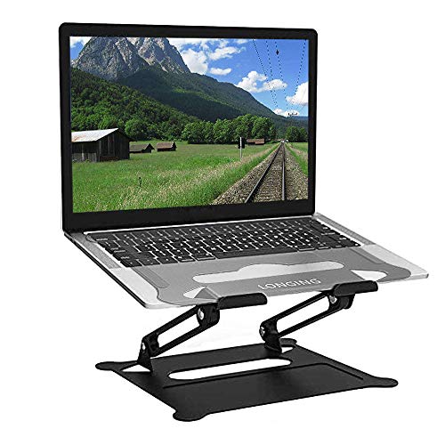 Soporte para Portátil, LONGING Soporte plegable de aluminio para Lenovo DELL HP Samsung MacBook iPad Laptop Tabletas Laptop Portátil ordenador portátil de hasta 17", Negro
