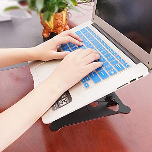 Soporte para Portátil, LONGING Soporte plegable de aluminio para Lenovo DELL HP Samsung MacBook iPad Laptop Tabletas Laptop Portátil ordenador portátil de hasta 17", Negro