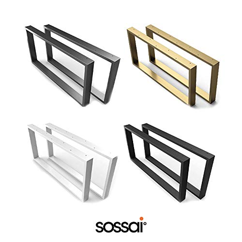 sossai® - Estructura para la mesa de la sala | CKK1 | 2 Piezas | Ancho 70 cm x Altura 40 cm | Color: Blanco | Material: Acero | patas de mesa | carga pesada