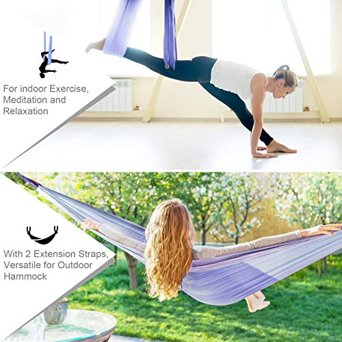 Sotech - Antigravity Yoga Hammock, Yoga Swing Set, Light Purple, Daisy Chain 1.2 Meters, Tamaño: 250 x 150 cm, Tamaño Plegado: 26 x 24 x 11 cm