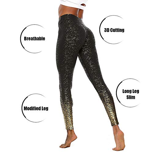 SotRong Brillantes Pantalones Deportivos para Mujer Leggins Push Up para Yoga y Pilates Mallas para Correr para Negro S