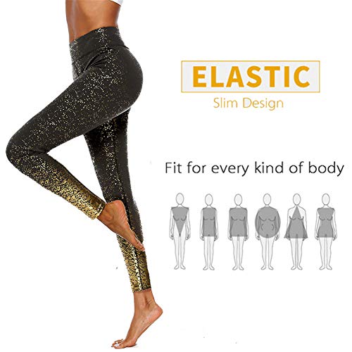 SotRong Brillantes Pantalones Deportivos para Mujer Leggins Push Up para Yoga y Pilates Mallas para Correr para Negro S