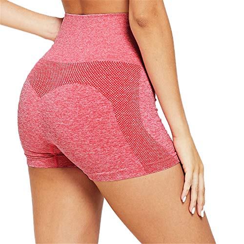 SotRong Pantalones Cortos de Yoga Sin Costuras Cintura Alta para Mujer Estiramiento Deportivo Pantalones Cortos para Correr Pantalones de Yoga de Elevación a Tope Pantalones de Verano Calientes Rosa L