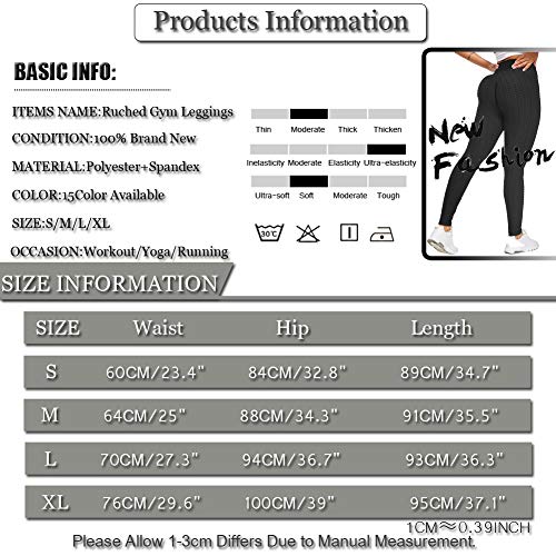 SotRong - Pantalones de yoga para mujer, cintura alta, con fruncido, para gimnasio, control de barriga, levantamiento de glĂșteos, Primavera-Verano, Mujer, color blanco, tamaño 40-42 SotRong - Pantalones de yoga para mujer, cintura alta, con fruncido, para gimnasio, control de barriga, levantamiento de glĂșteos, Primavera-Verano, Mujer, color blanco, tamaño 40-42
