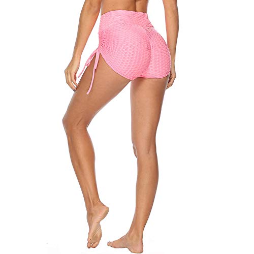 SotRong - Pantalones de yoga para mujer, cintura alta, con fruncido, para gimnasio, control de barriga, levantamiento de glúteos, Primavera-Verano, Mujer, color Z-rosa, tamaño 39