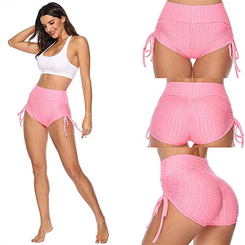 SotRong - Pantalones de yoga para mujer, cintura alta, con fruncido, para gimnasio, control de barriga, levantamiento de glúteos, Primavera-Verano, Mujer, color Z-rosa, tamaño 39