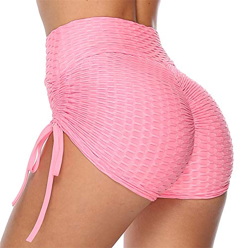 SotRong - Pantalones de yoga para mujer, cintura alta, con fruncido, para gimnasio, control de barriga, levantamiento de glúteos, Primavera-Verano, Mujer, color Z-rosa, tamaño 39