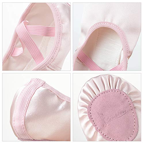 Soudittur Zapatillas de Ballet Satén -Media Punta Calzado de Danza para Niña y Mujer Adultos Suela Partida de Cuero Rosa Tallas 25 (Elija Un Tamaño Más Grande) Soudittur Zapatillas de Ballet Satén -Media Punta Calzado de Danza para Niña y Mujer Adultos Suela Partida de Cuero Rosa Tallas 25 (Elija Un Tamaño Más Grande)
