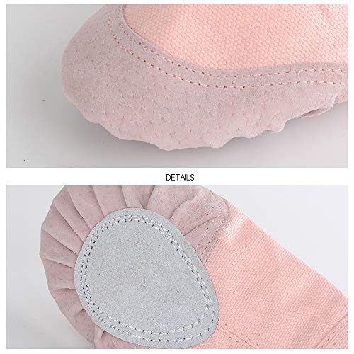 Soudittur Zapatillas de Ballet Suela Partida de Cuero Calzado de Danza para Niña y Mujer Adultos Rosa Tallas 26