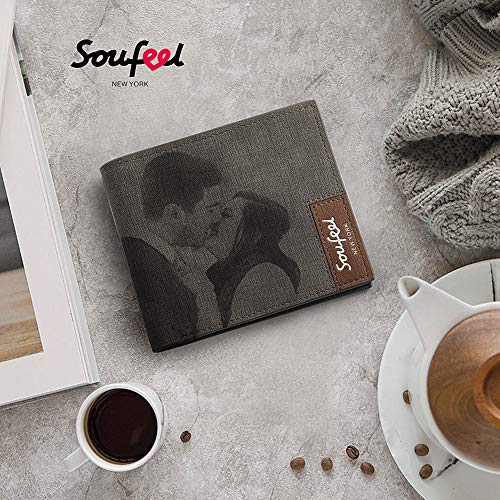 SOUFEEL Cartera Billetera Personalizado de Foto Hombre Plegable Cuero Regalo para Familia Novio SOUFEEL Cartera Billetera Personalizado de Foto Hombre Plegable Cuero Regalo para Familia Novio