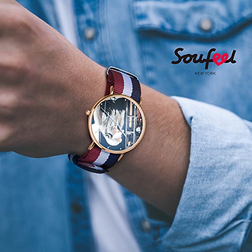 SOUFEEL Reloj Personalizado Foto y Grabado Caracteres Banda Nylon Impermeable Ultra-Delgada Clásico Regalo para Familia Mujer Novia Bebe Nuevo con Caja Elegante SOUFEEL Reloj Personalizado Foto y Grabado Caracteres Banda Nylon Impermeable Ultra-Delgada Clásico Regalo para Familia Mujer Novia Bebe Nuevo con Caja Elegante