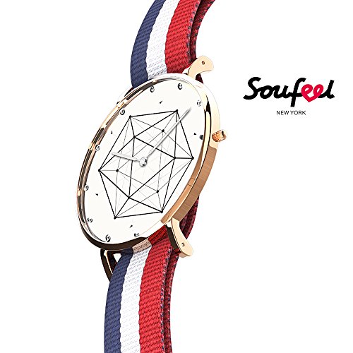 SOUFEEL Reloj Personalizado Foto y Grabado Caracteres Banda Nylon Impermeable Ultra-Delgada Clásico Regalo para Familia Mujer Novia Bebe Nuevo con Caja Elegante