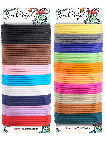 Soul Projekt 100 x Gomas de Pelo sin Metal 4mm, Bandas de Pelo Elásticas de Algodón Cinta para Pelo Grueso, Pesado y Rizado, Colores Variados, (Multicolor) Soul Projekt 100 x Gomas de Pelo sin Metal 4mm, Bandas de Pelo Elásticas de Algodón Cinta para Pelo Grueso, Pesado y Rizado, Colores Variados, (Multicolor)