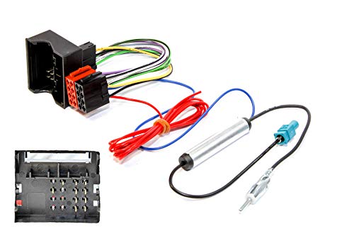Sound-way Cable Connector ISO de audio con Adaptador de Antena Amplificado Fakra compatible con SEAT Ibiza, Leon, Altea