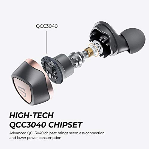 SOUNDPEATS Sonic Auriculares Bluetooth V5.2, Auriculares Inalámbricos QCC3040 APTX-Adaptive CVC8.0 IPX5 Auriculares Deportivos Mono/Estéreo Bajo Envolvente Modo de Juego USB-C 35 Horas