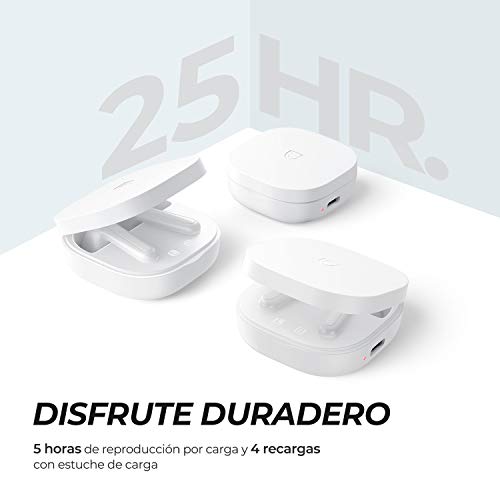 SOUNDPEATS TrueAir2 Auriculares inalámbricos Bluetooth V5.2 Qualcomm3040 TrueWireless Mirroring,Micrófono Dual Cancelación de Ruido CVC8.0 Llamadas claras aptX, diseño Semi-in-Ear, 25 Horas