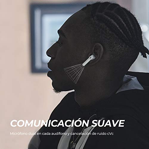 SOUNDPEATS TrueAir2 Auriculares inalámbricos Bluetooth V5.2 Qualcomm3040 TrueWireless Mirroring,Micrófono Dual Cancelación de Ruido CVC8.0 Llamadas claras aptX, diseño Semi-in-Ear, 25 Horas