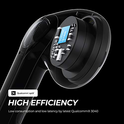 SOUNDPEATS TrueAir2 Auriculares inalámbricos Bluetooth V5.2 Qualcomm3040 TrueWireless Mirroring,Micrófono Dual Cancelación de Ruido CVC8.0 Llamadas claras aptX, diseño Semi-in-Ear, 25 Horas