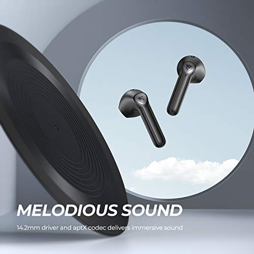 SOUNDPEATS TrueAir2 Auriculares inalámbricos Bluetooth V5.2 Qualcomm3040 TrueWireless Mirroring,Micrófono Dual Cancelación de Ruido CVC8.0 Llamadas claras aptX, diseño Semi-in-Ear, 25 Horas
