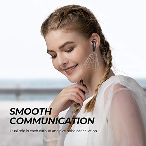 SOUNDPEATS TrueAir2 Auriculares inalámbricos Bluetooth V5.2 Qualcomm3040 TrueWireless Mirroring,Micrófono Dual Cancelación de Ruido CVC8.0 Llamadas claras aptX, diseño Semi-in-Ear, 25 Horas