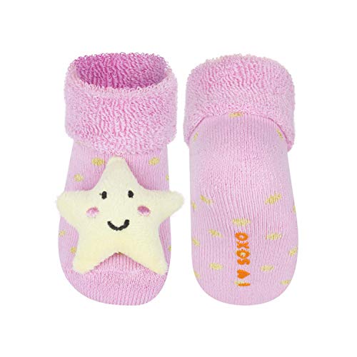 soxo Calcetines de Color para Bebe | Paquete de 3 | Talla 16-18 | para Niñas y Niños de 0 a 12 Meses | Calcetines Sonajero Animales de Algodón | Antialérgicos y no Irritan la piel