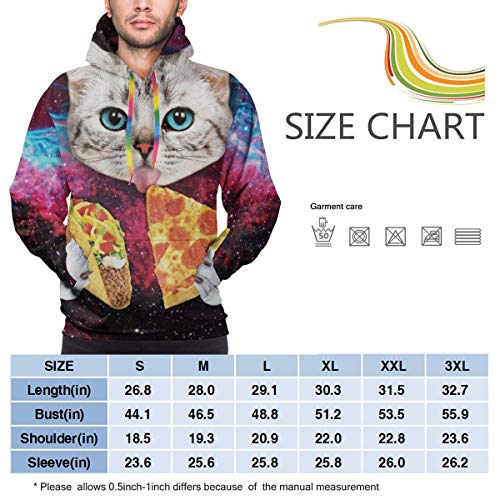 Space Kitten Cat Eat Taco Pizza Moda Hombre Sudaderas Deportivas Sudadera Deportiva de Invierno Pullover