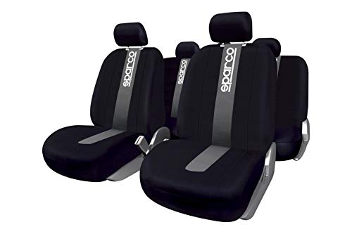 Sparco SPC1012 CLASSIC - Juego de fundas para asientos de coche, color negro y gris, 11 Piezas Sparco SPC1012 CLASSIC - Juego de fundas para asientos de coche, color negro y gris, 11 Piezas