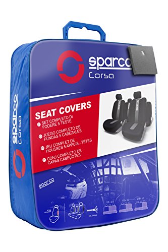 Sparco SPC1012 CLASSIC - Juego de fundas para asientos de coche, color negro y gris, 11 Piezas Sparco SPC1012 CLASSIC - Juego de fundas para asientos de coche, color negro y gris, 11 Piezas