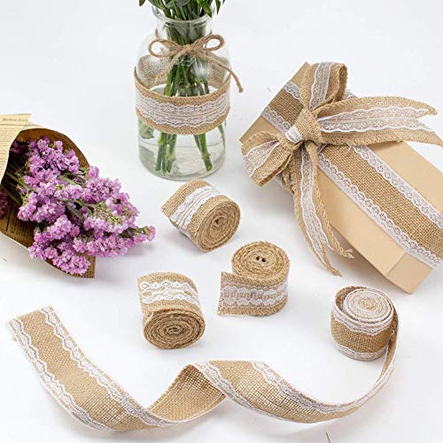 Sparta's Store 16 Rollo de cinta de arpillera de Encaje.Incluye, 12 x rollo de cinta de encaje de arpillera natural, 2 x adornos de encaje, 2 x cinta de yema! Sparta's Store 16 Rollo de cinta de arpillera de Encaje.Incluye, 12 x rollo de cinta de encaje de arpillera natural, 2 x adornos de encaje, 2 x cinta de yema!