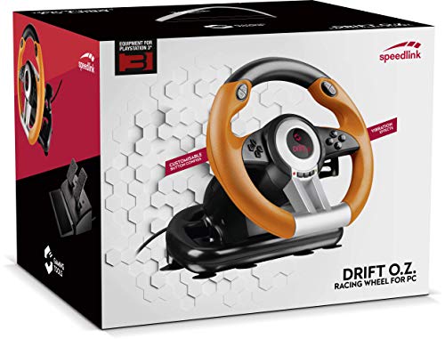 Speedlink DRIFT O.Z. - Volante para juegos de ordenador, color negro y naranja