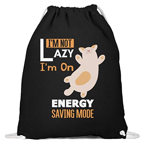 Spiritshop I'm Not Lazy I'm On Energy Saving Mode - Bolsa de algodón para gimnasio, color Negro, tamaño 37cm-46cm Spiritshop I'm Not Lazy I'm On Energy Saving Mode - Bolsa de algodón para gimnasio, color Negro, tamaño 37cm-46cm