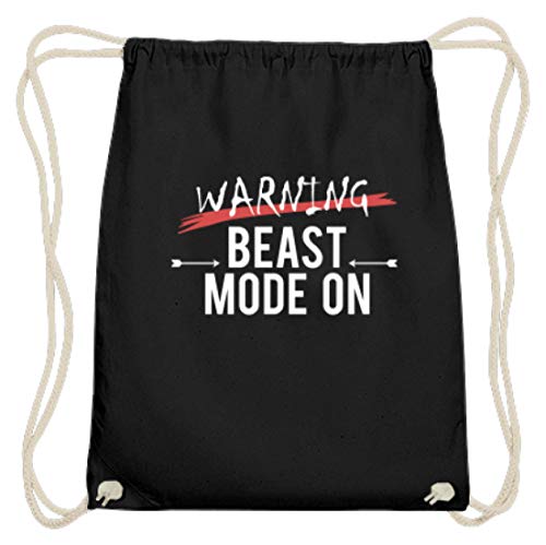 Spiritshop Warning Beast Mode On - Bolsa de algodón para gimnasio, color Negro, tamaño 37cm-46cm