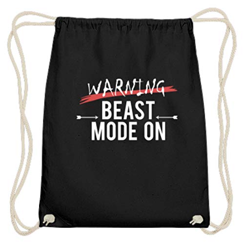 Spiritshop Warning Beast Mode On - Bolsa de algodón para gimnasio, color Negro, tamaño 37cm-46cm Spiritshop Warning Beast Mode On - Bolsa de algodón para gimnasio, color Negro, tamaño 37cm-46cm