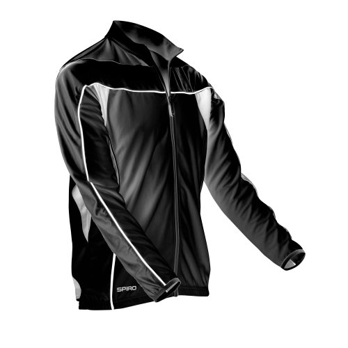 Spiro - Top deportes / ciclismo manga larga Modelo Bikewear hombre caballero (2XL/Negro/Blanco)