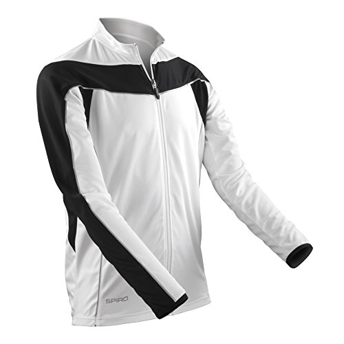 Spiro - Top deportes / ciclismo manga larga Modelo Bikewear hombre caballero (2XL/Negro/Blanco)