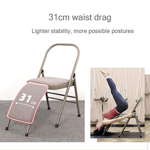 SPORETE Silla De Yoga Pro Plegable, Silla De Equilibrio De Yoga para Entrenamiento De Flexibilidad Y Fuerza, Silla Auxiliar Multifunción Iyengar Yoga, Estructura De Doble Viga,F