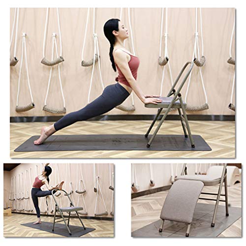 SPORETE Yoga de la Silla Auxiliar con Soporte Lumbar, Yoga de la Silla Plegable Iyengar Profesional, Doble Estructura de Vigas SPORETE Yoga de la Silla Auxiliar con Soporte Lumbar, Yoga de la Silla Plegable Iyengar Profesional, Doble Estructura de Vigas