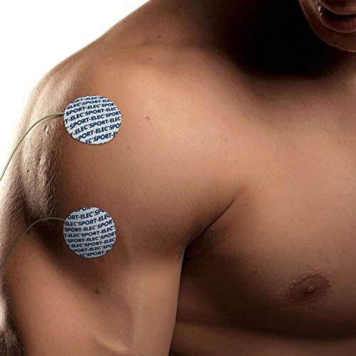 Sport-Elec - Electrodos redondos adhesivos (12 unidades, 50 mm), color azul y blanco Sport-Elec - Electrodos redondos adhesivos (12 unidades, 50 mm), color azul y blanco