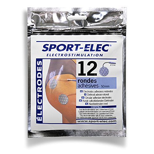 Sport-Elec - Electrodos redondos adhesivos (12 unidades, 50 mm), color azul y blanco