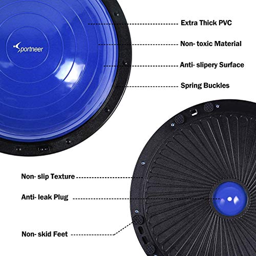 Sportneer Plataforma de Equilibrio de Bola de Equilibrio Banda de Resistencia para Bomba de bonificación de Entrenador de Equilibrio para Fitness de Yoga, Ejercicio de Equilibrio (Azul)