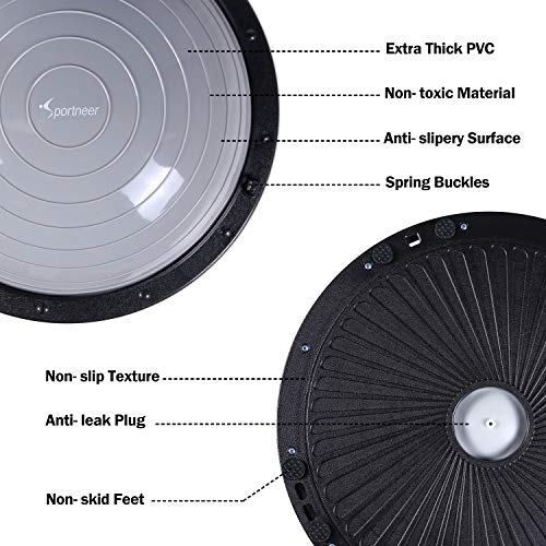 Sportneer Plataforma de Equilibrio de Bola de Equilibrio Banda de Resistencia para Bomba de bonificación de Entrenador de Equilibrio para Fitness de Yoga, Ejercicio de Equilibrio (Gris)