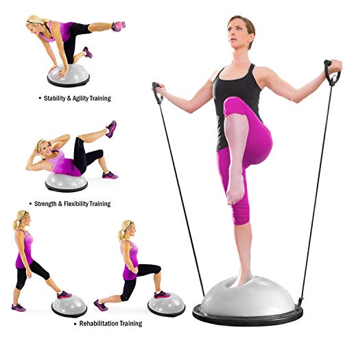Sportneer Plataforma de Equilibrio de Bola de Equilibrio Banda de Resistencia para Bomba de bonificación de Entrenador de Equilibrio para Fitness de Yoga, Ejercicio de Equilibrio (Gris)